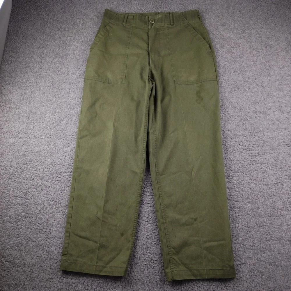VTG 70s OG 507 Pants Mens 31x28 Army Fatigue Utility Green Military Trousers